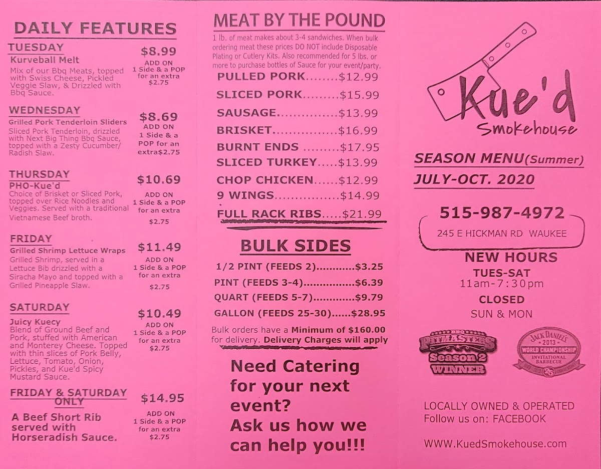 Menu - Kue'd Smokehouse photo 3