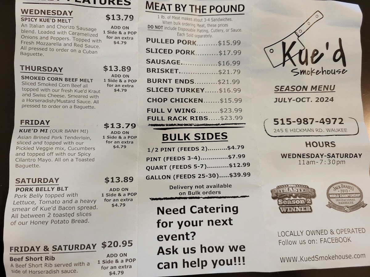 Menu - Kue'd Smokehouse photo 5