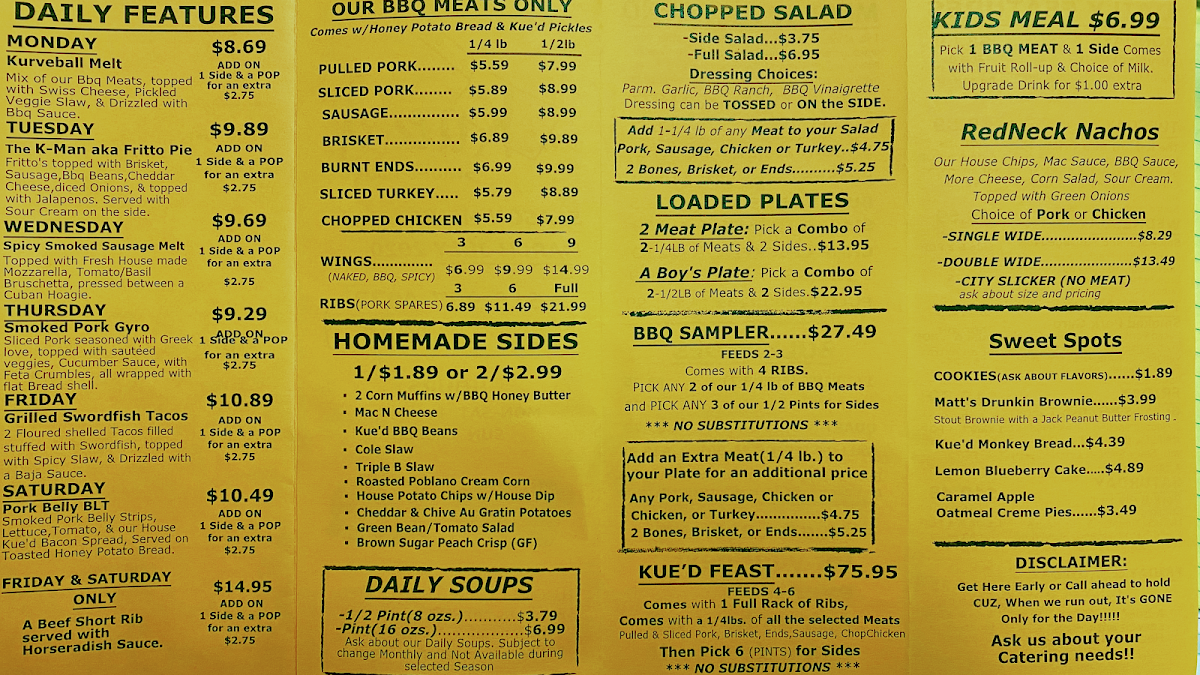 Menu - Kue'd Smokehouse photo 8